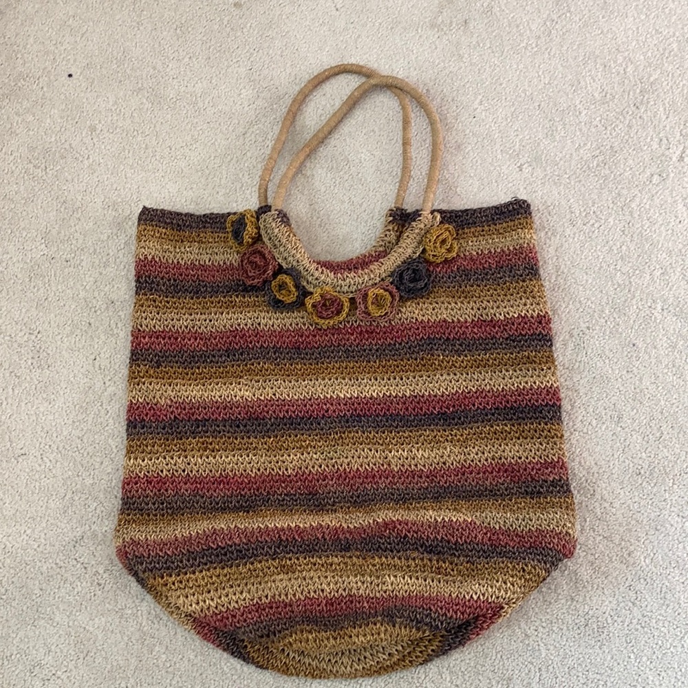 Large rattan multicolored purse